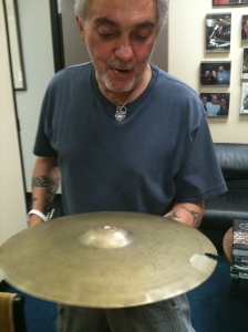 Steve in my office with one of his old, original Istanbul K Zildjians he used on many recordings. If that cymbal could talk! July 2010 